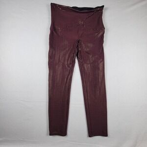 Spanx 7/8 Leggings Metallic Mist‎ Wine/Rose Gold Polka Dot Women's Sz Large